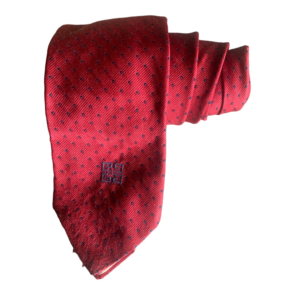Vintage Givenchy Signature Gentleman Paris Red Polka Dot Tie